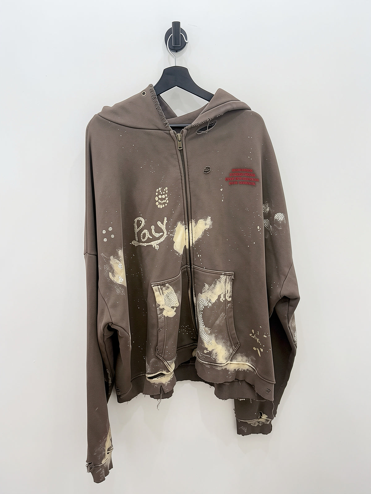 Paly Hollywood "Been Amess" Distressed Zip Hooded Sweatshirt