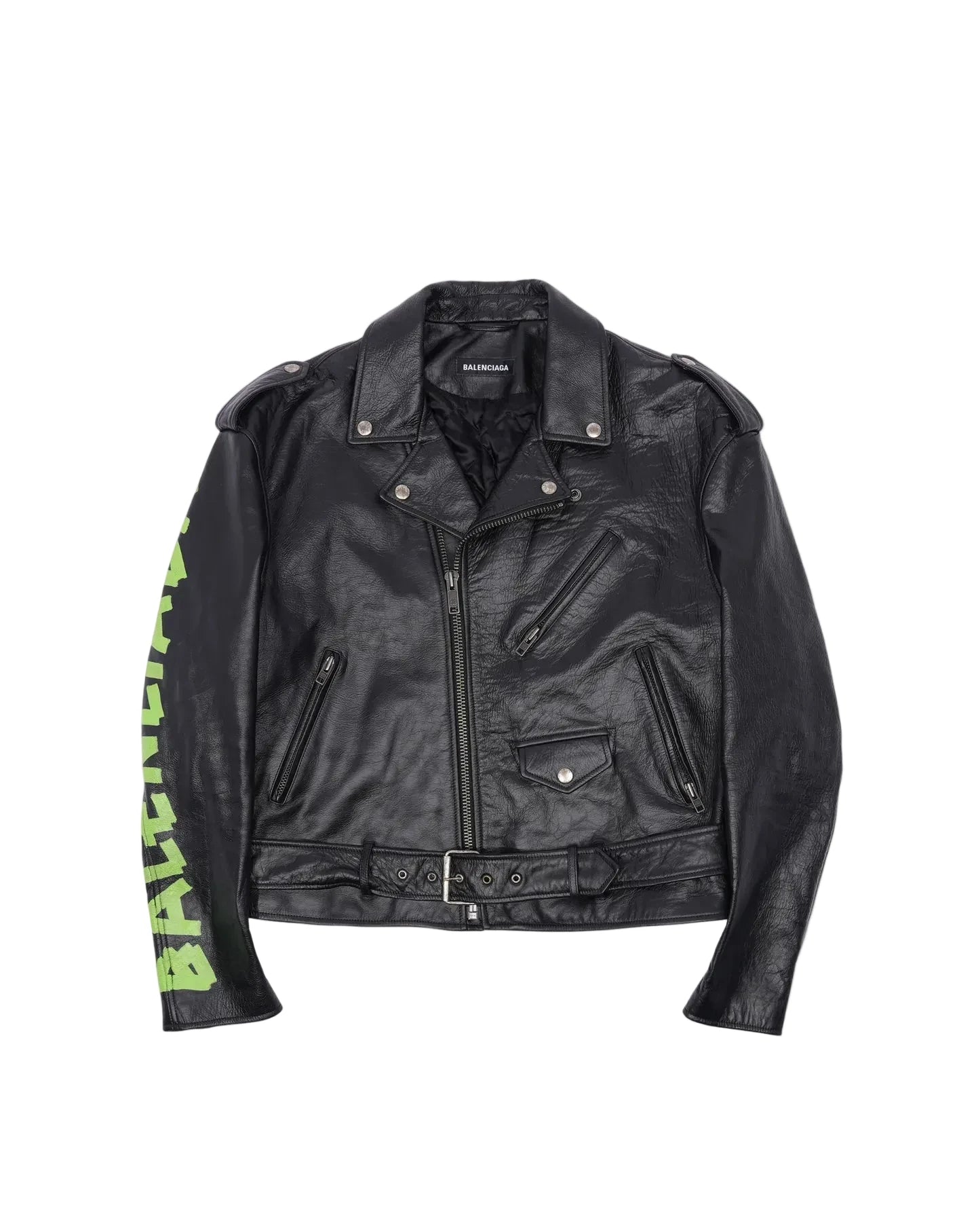 Balenciaga Leather Slime Green Jacket