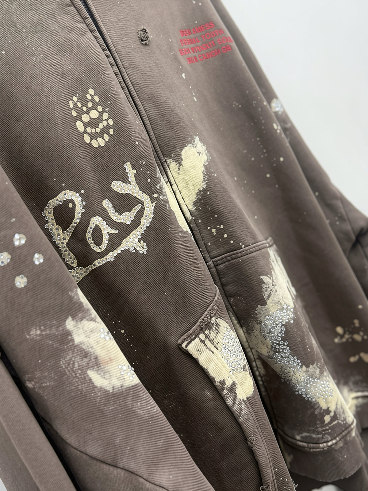 Paly Hollywood "Been Amess" Distressed Zip Hooded Sweatshirt