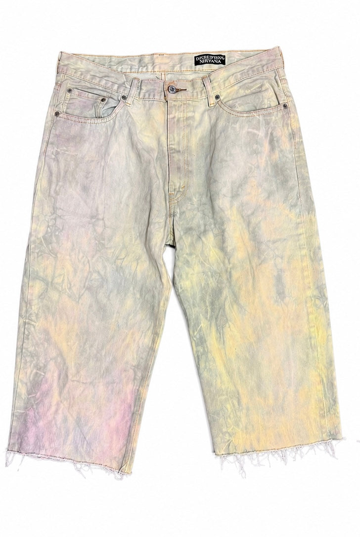 Disrupting Nirvana Star Quarter Shorts - Green Tie Dye