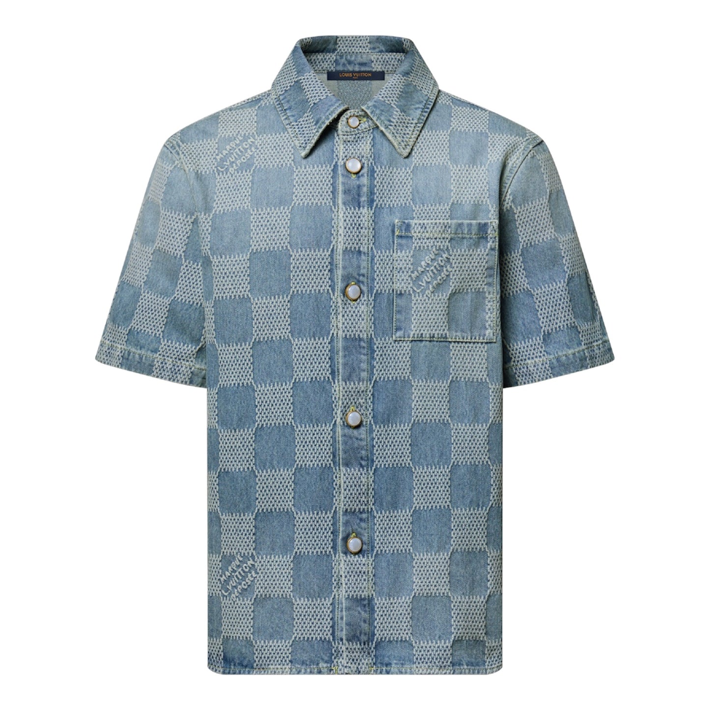 Louis Vuitton Damier 3D Denim Short Sleeved Shirt