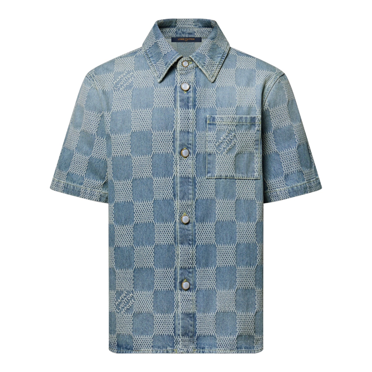 Louis Vuitton Damier 3D Denim Short Sleeved Shirt