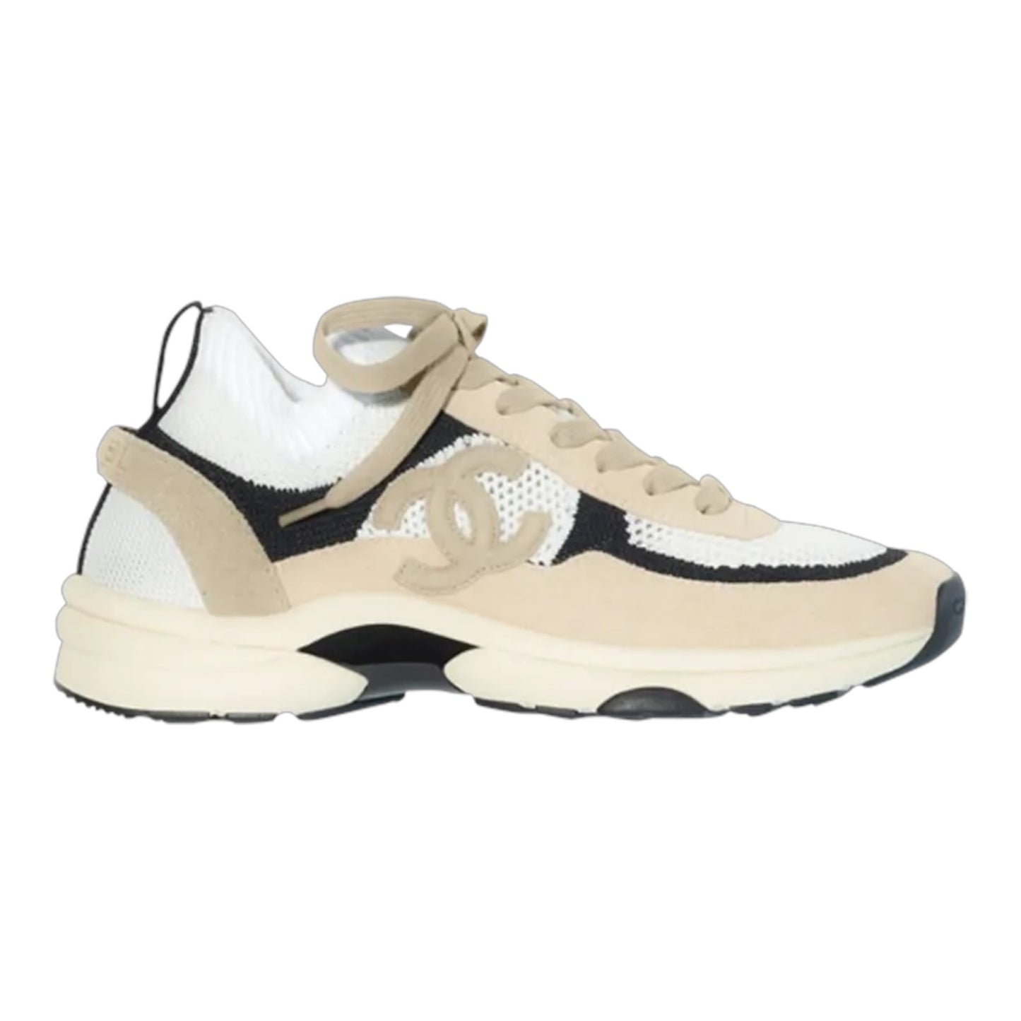 Chanel Knit Fabric Suede CC Sneakers