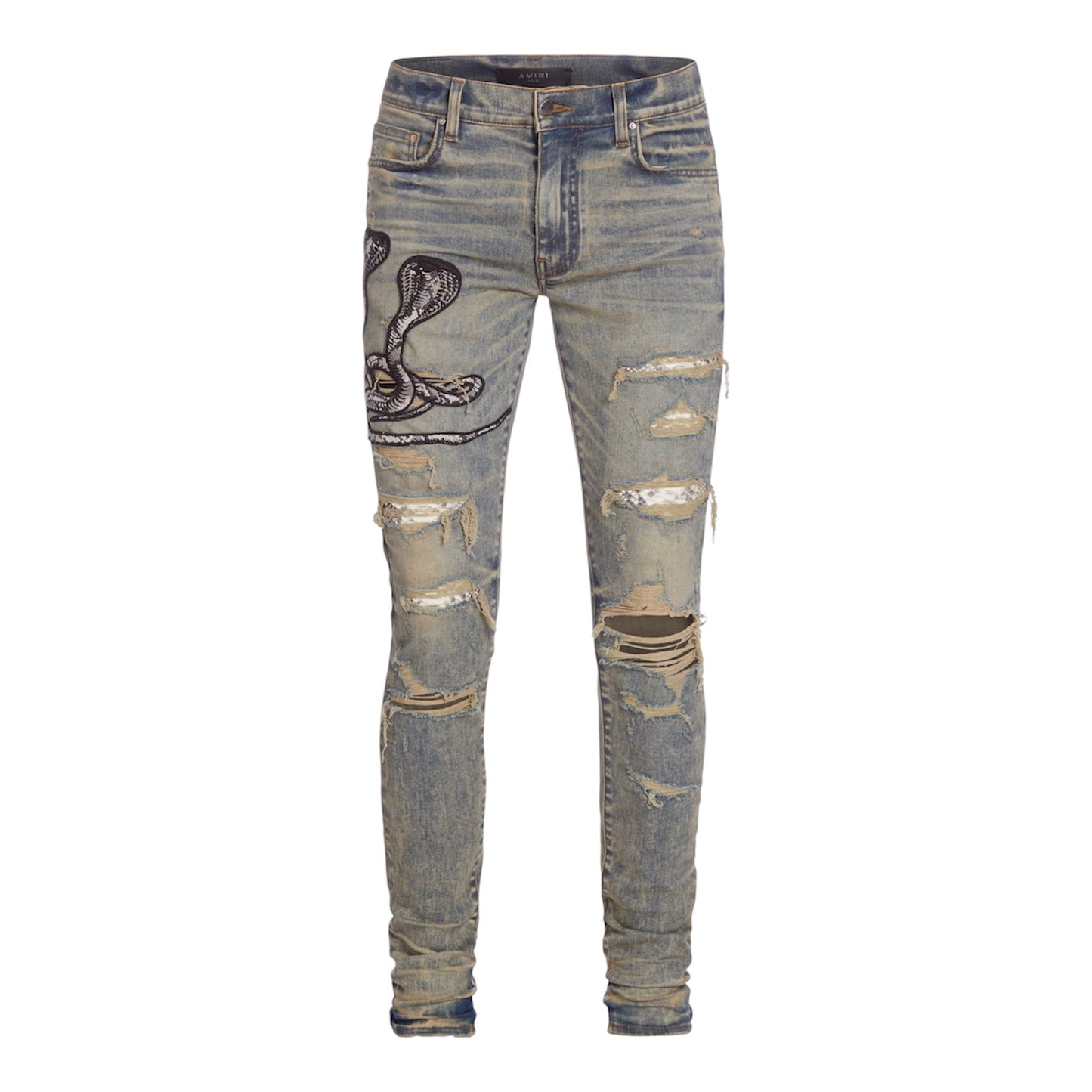 Amiri MX1 Faux Snake Patch Denim Jeans ‘Dirty Indigo’
