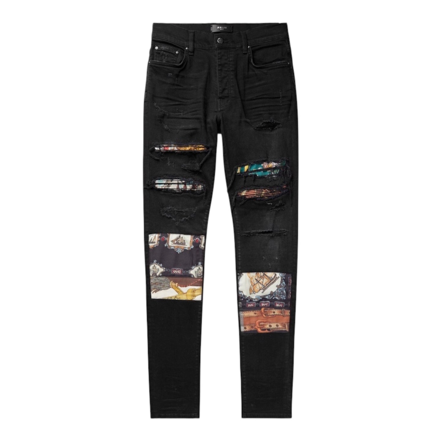 Amiri Black Scarves Art Patch Denim Jeans