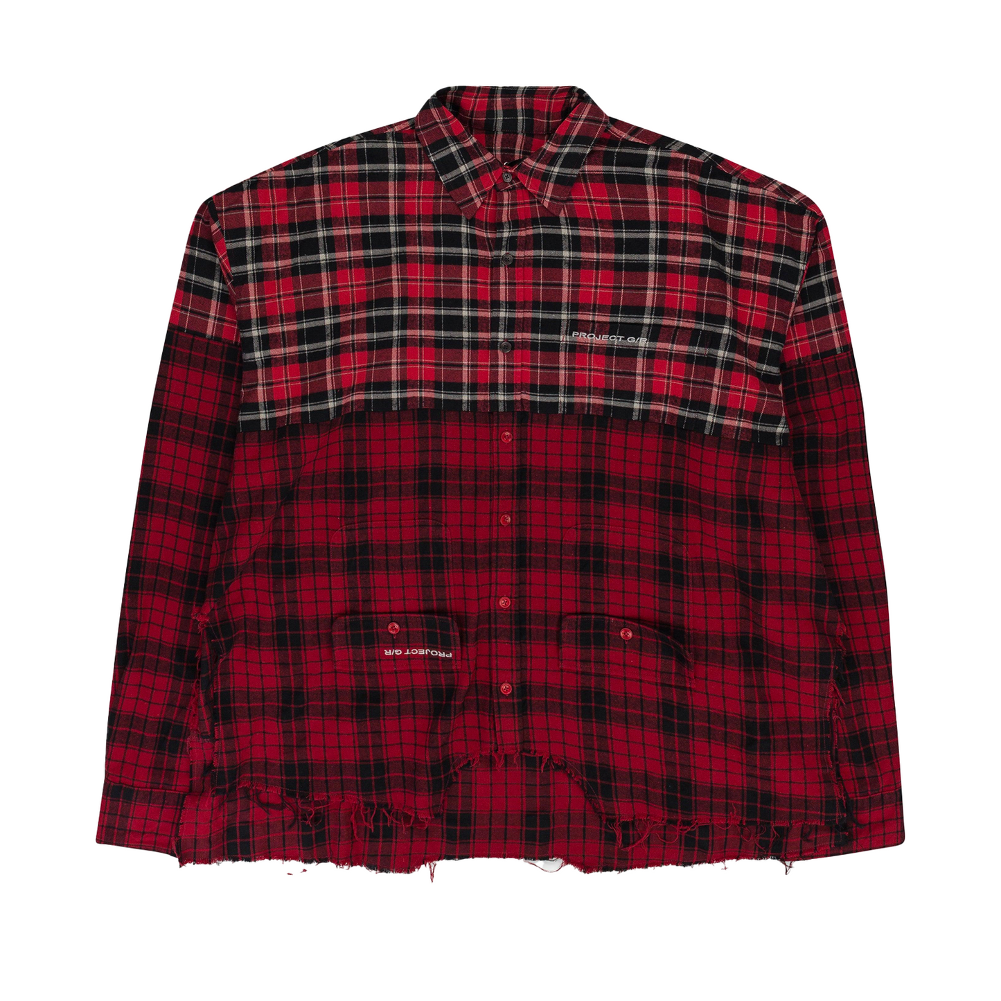 Project G/R Upside Down Checked Button Up “Red”