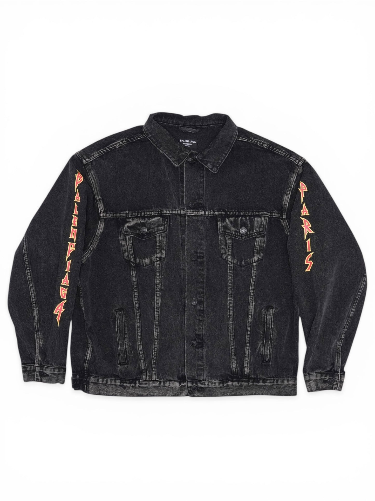 Balenciaga Metal Logo Jean Jacket "Black/Red"