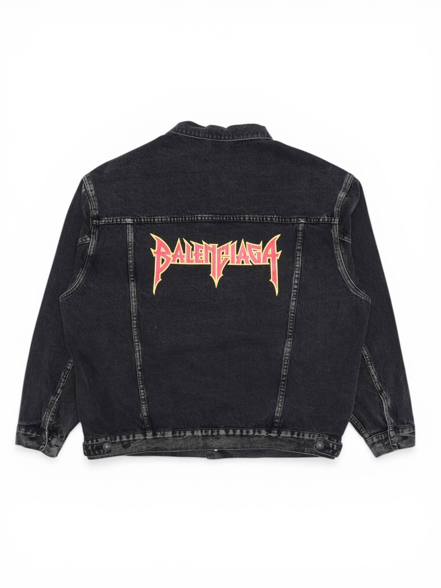 Balenciaga Metal Logo Jean Jacket "Black/Red"