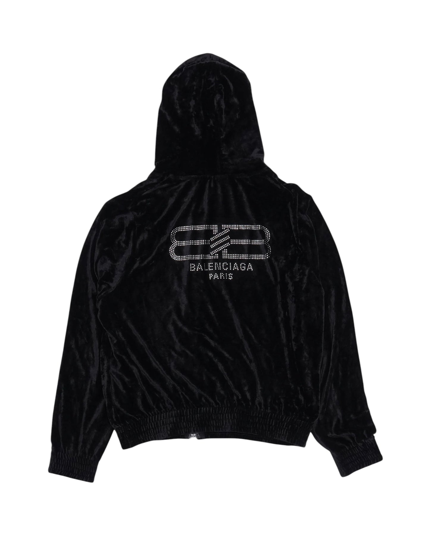 Balenciaga Velour Hoodie Rhinestone "Black"