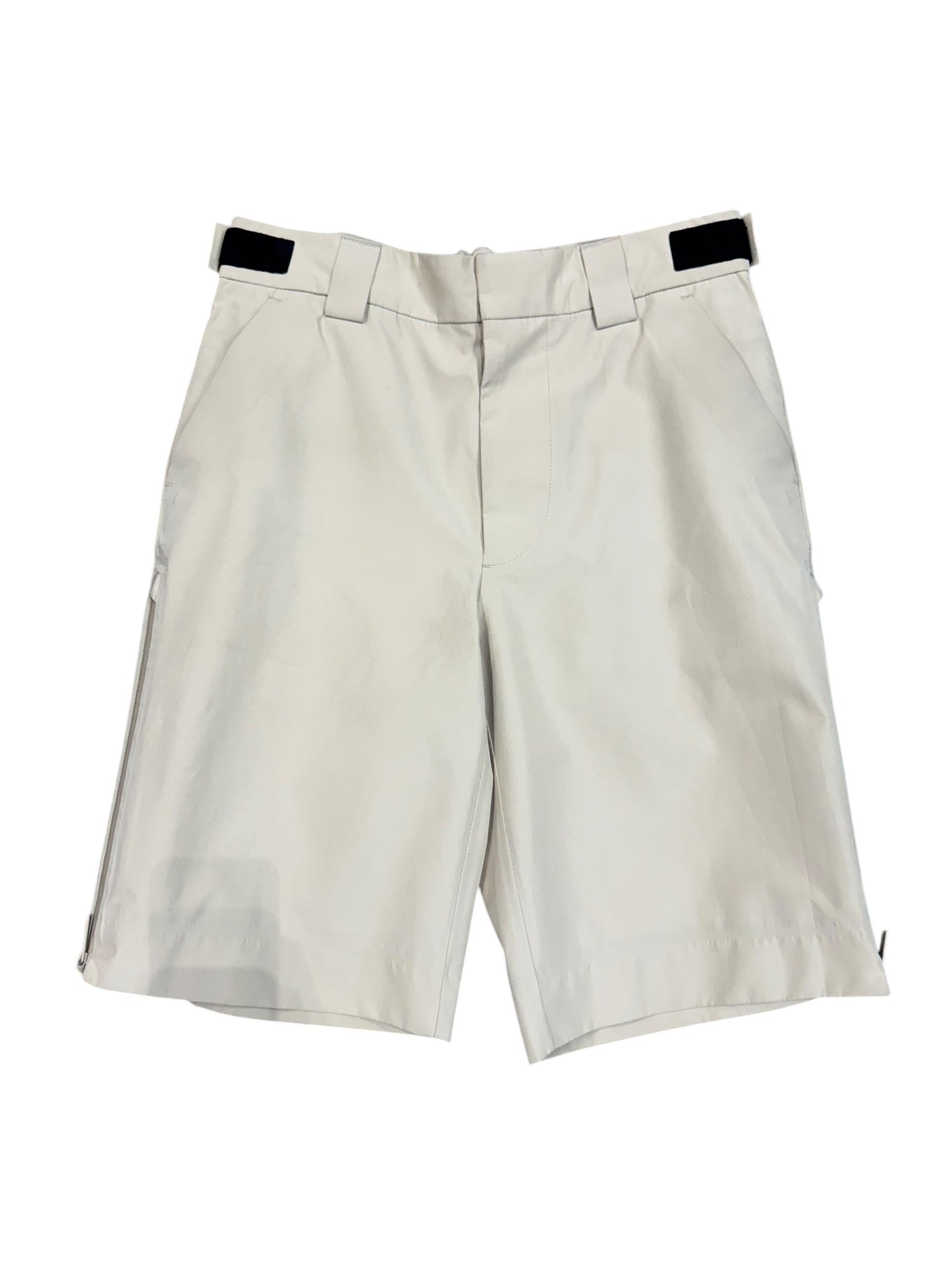 Prada Khaki Nylon Shorts "Red Stripe"