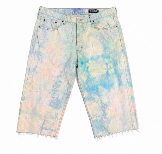 Disrupting Nirvana Star Quarter Shorts - Blue Tie Dye