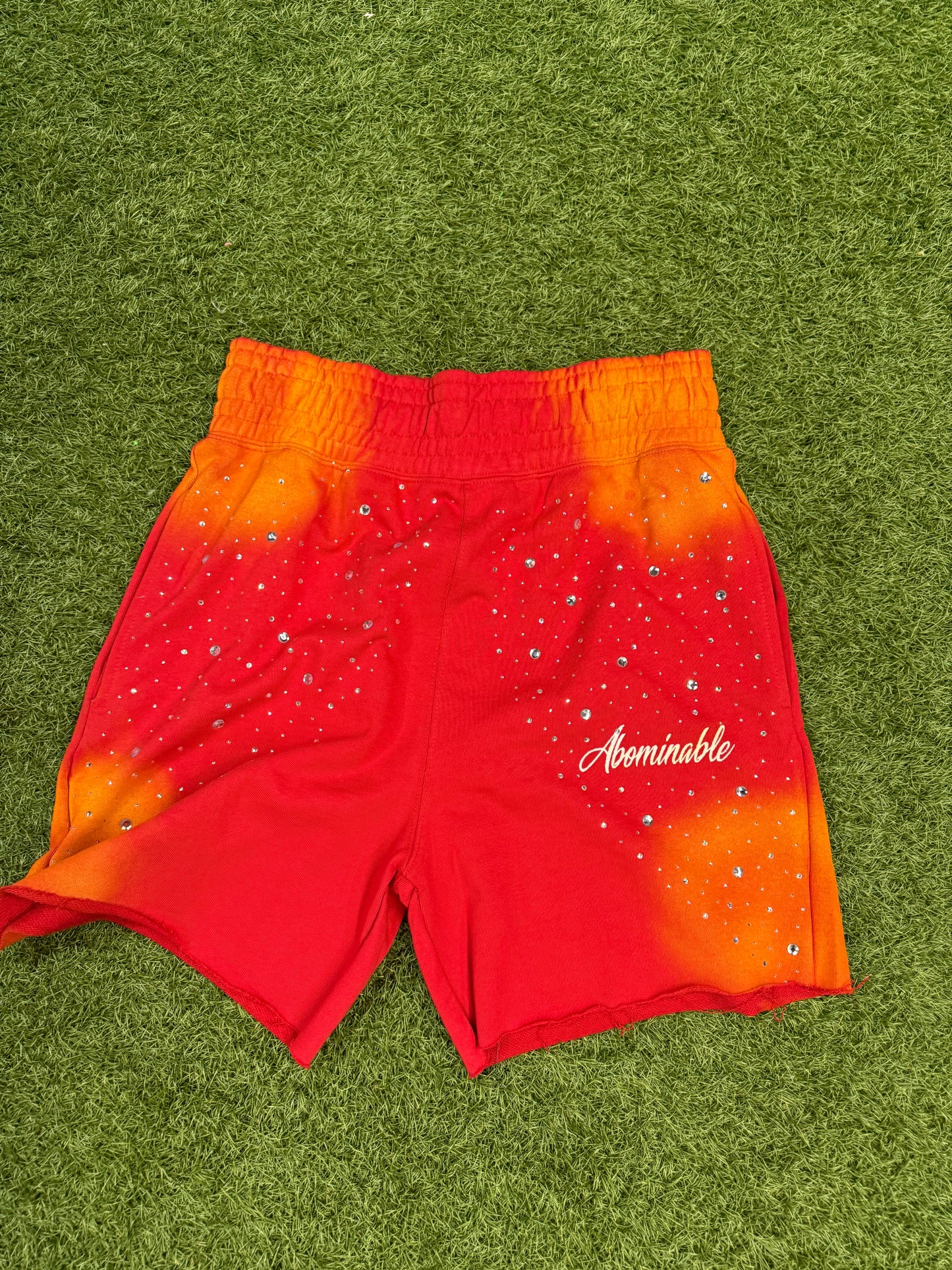 Abominable Rhinestone Shorts "Orange"
