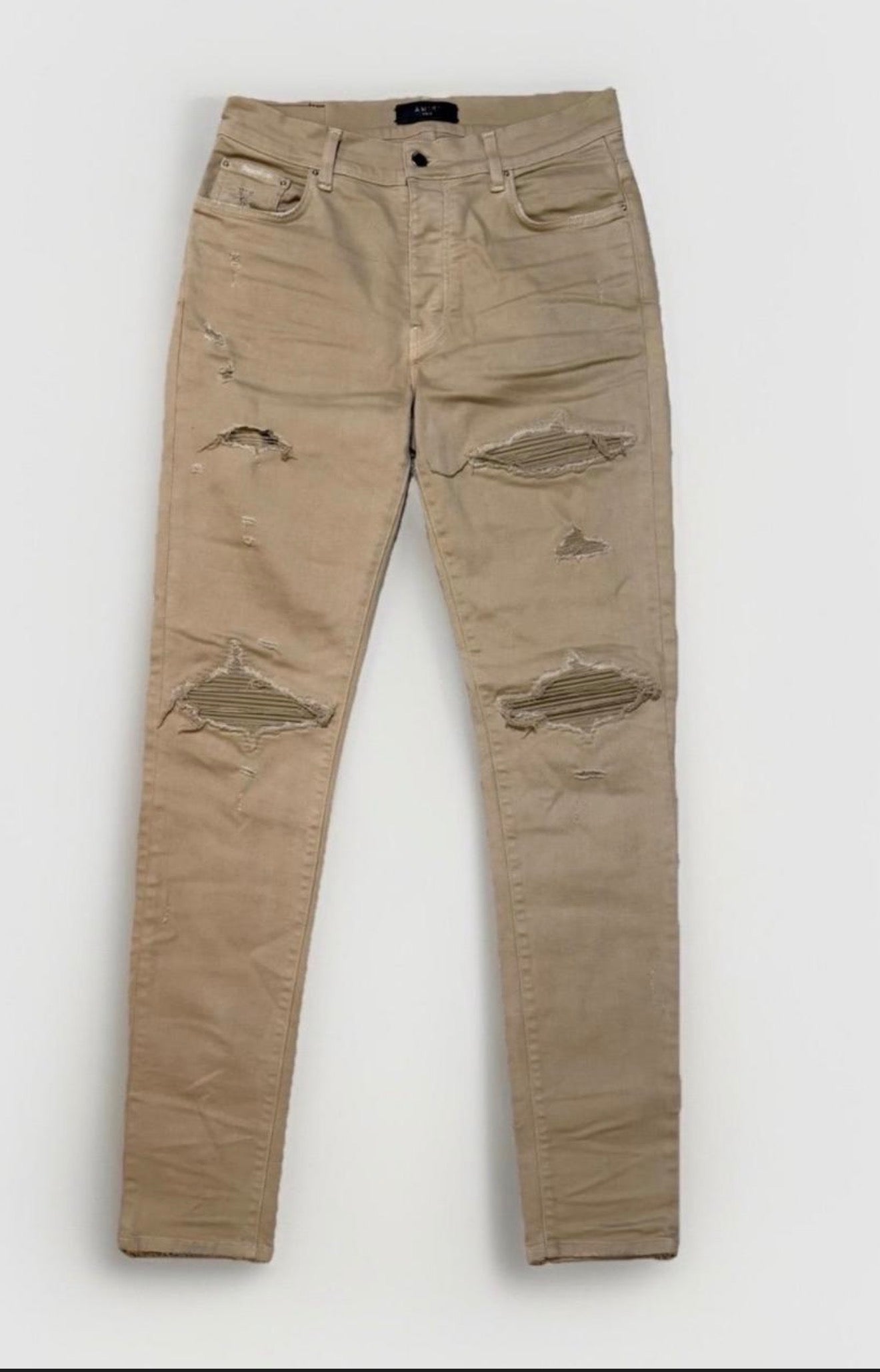 AMIRI Khaki Distressed Jeans