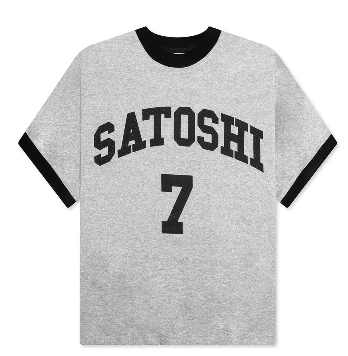 SATOSHI NAKAMOTO GLITTER RINGER 7 TEE - SILVER