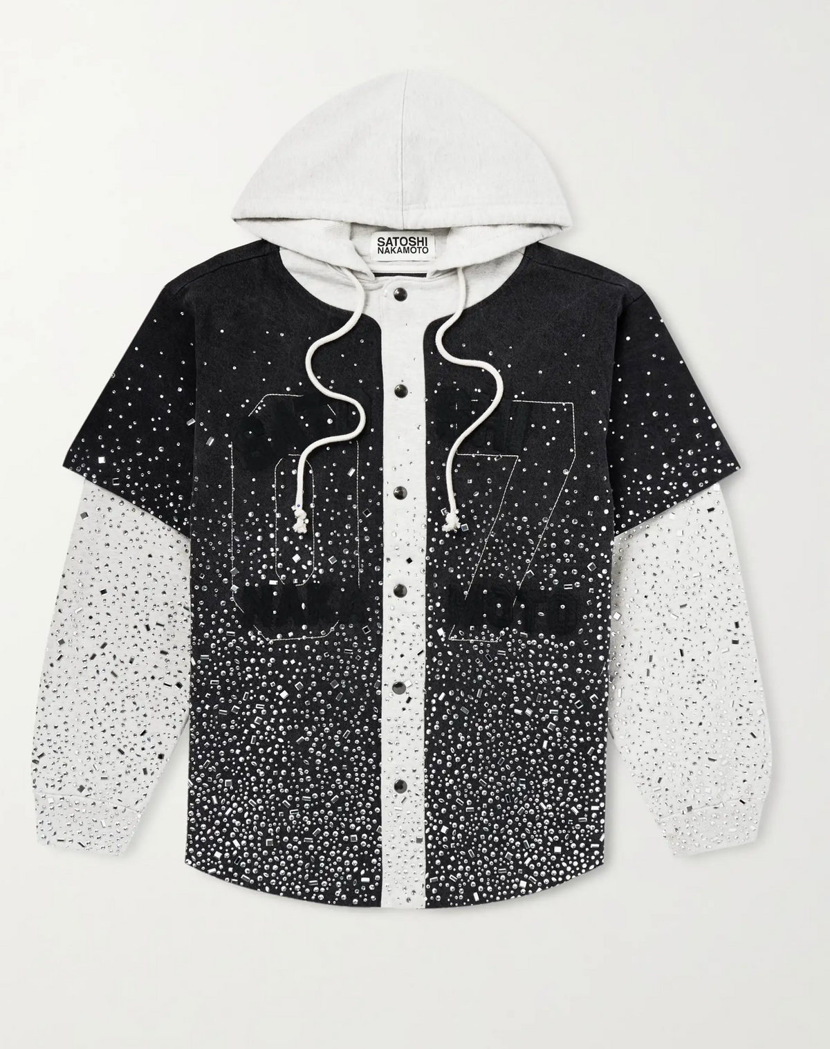 SATOSHI Embellished Layered Cotton Hoodie