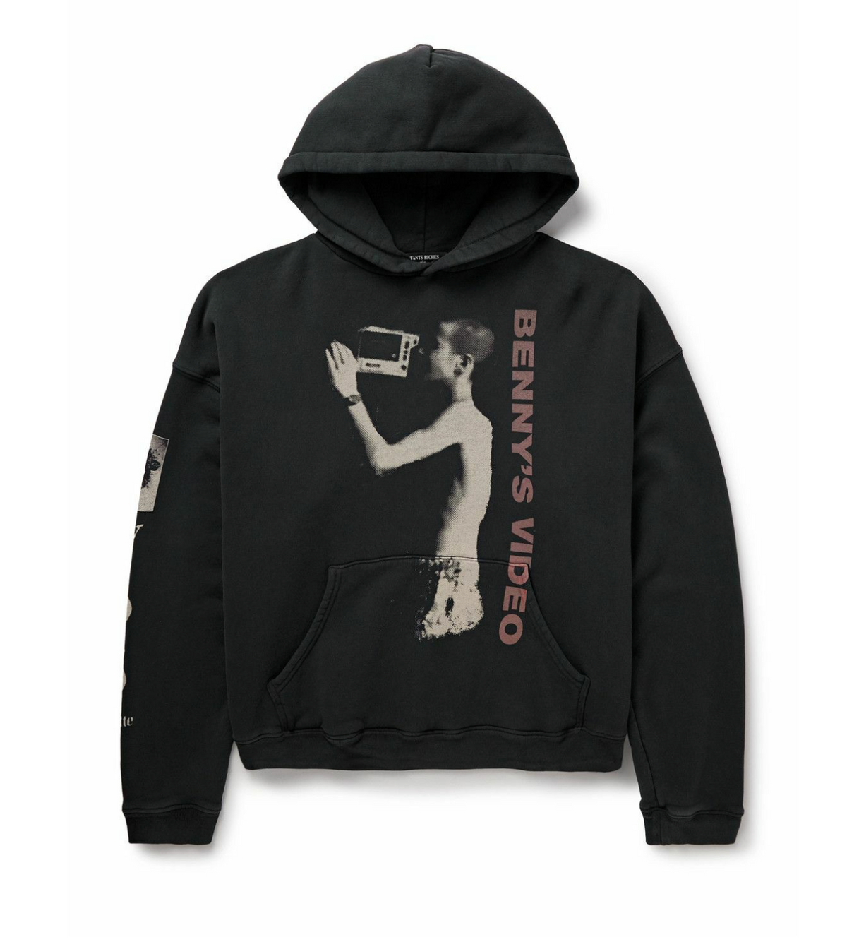 ERD Benny's Video Printed Cotton-Jersey Hoodie  'Black'