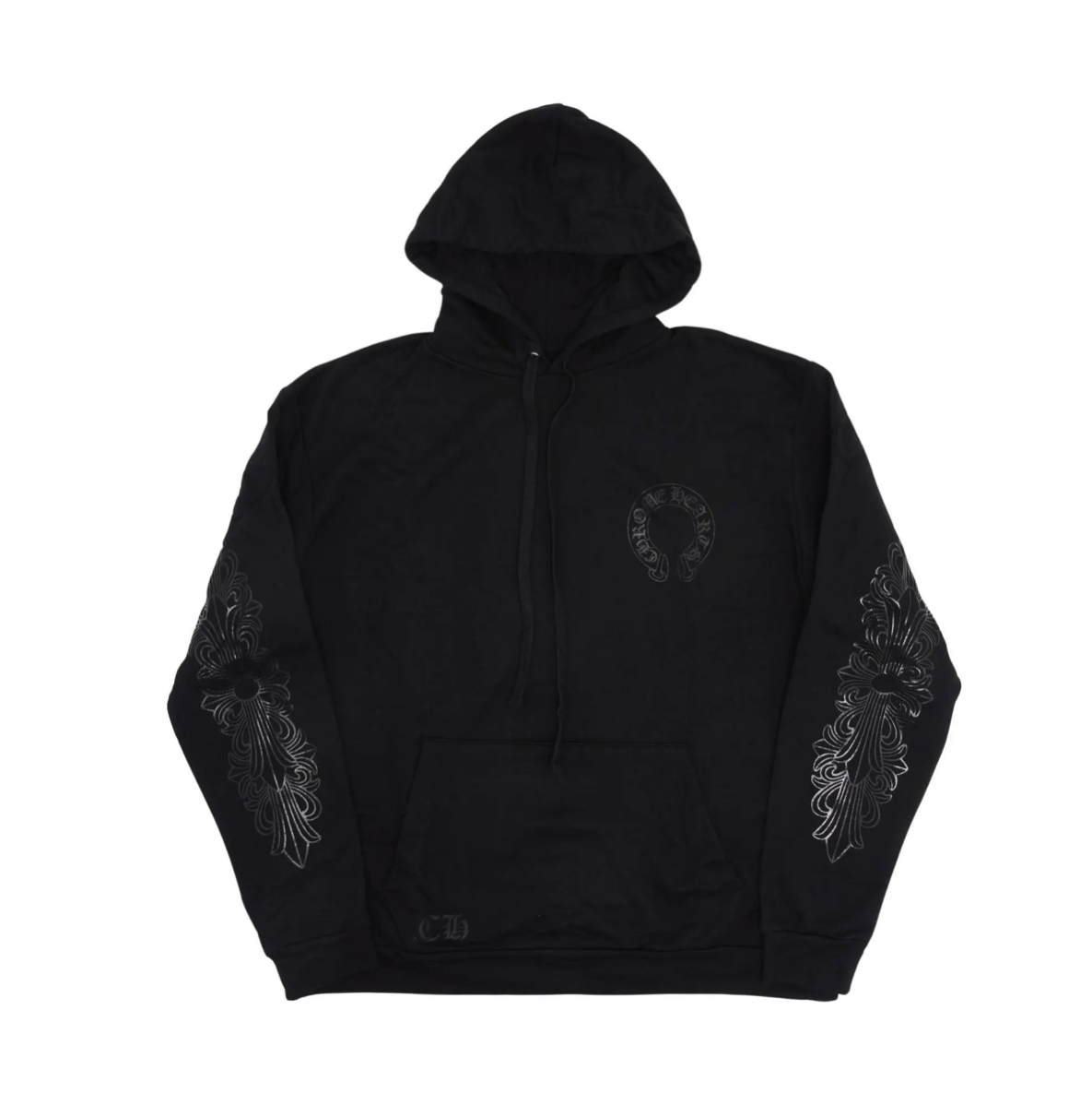 Chrome Hearts Floral Horseshoe Hoodie 'Black'