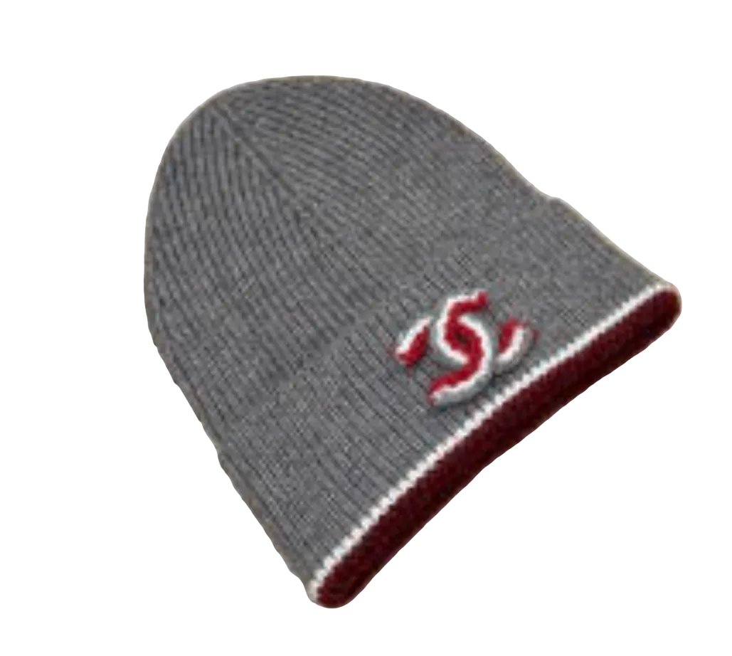 CHANEL Black / Beige / Grey Knit Beanie