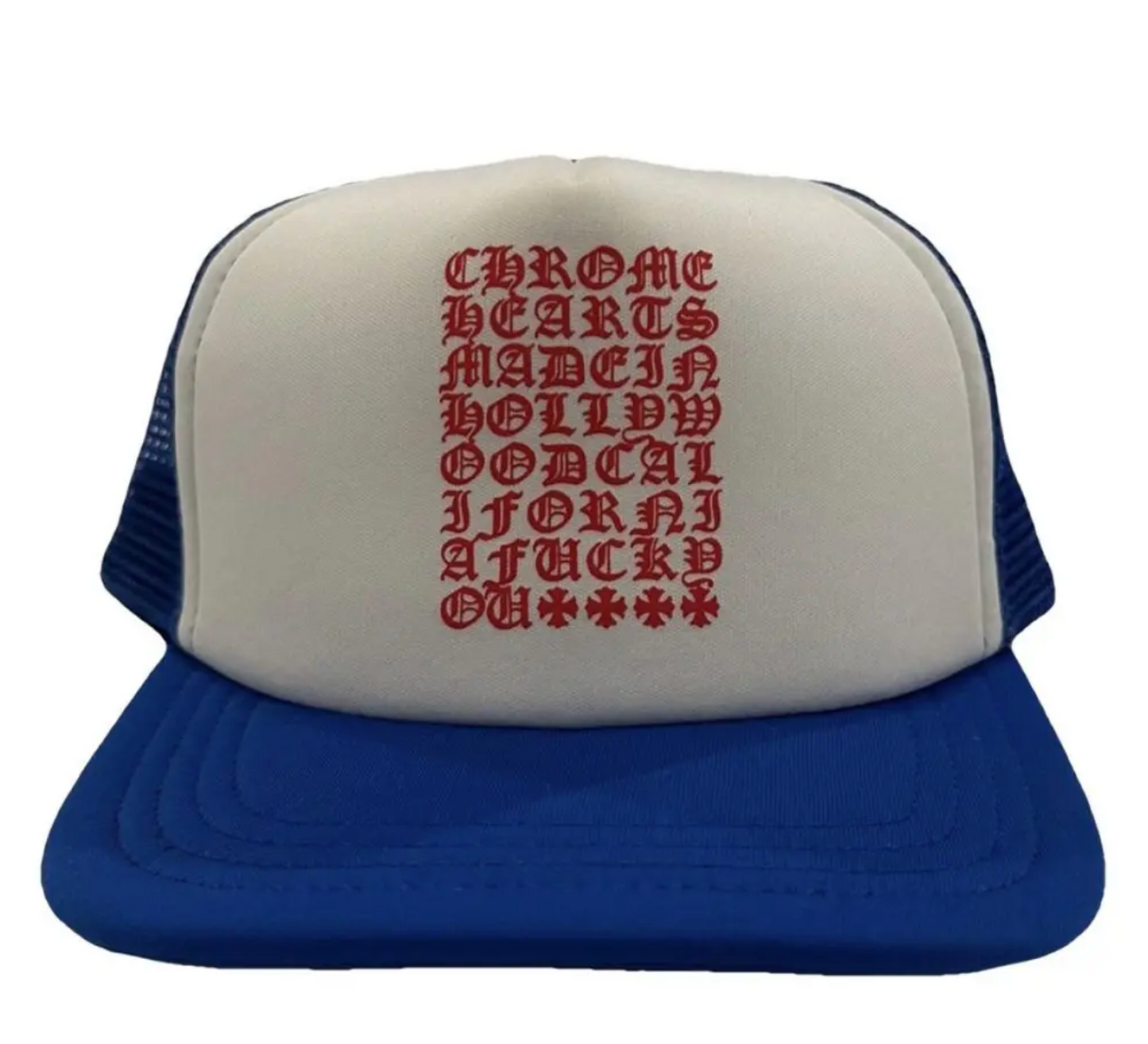 Chrome Hearts Eyechart Trucker Hat "Blue"