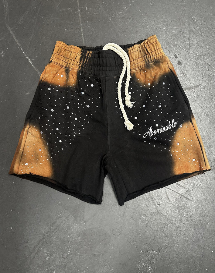 Abominable Rhinestone Shorts Brown/ Black